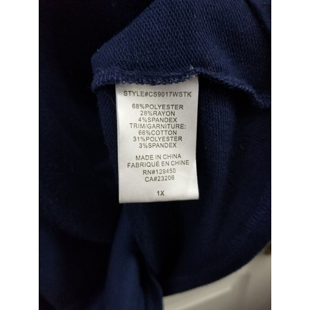 Como Vintage Navy Striped Flare Sleeves 1x - Picture 3 of 5